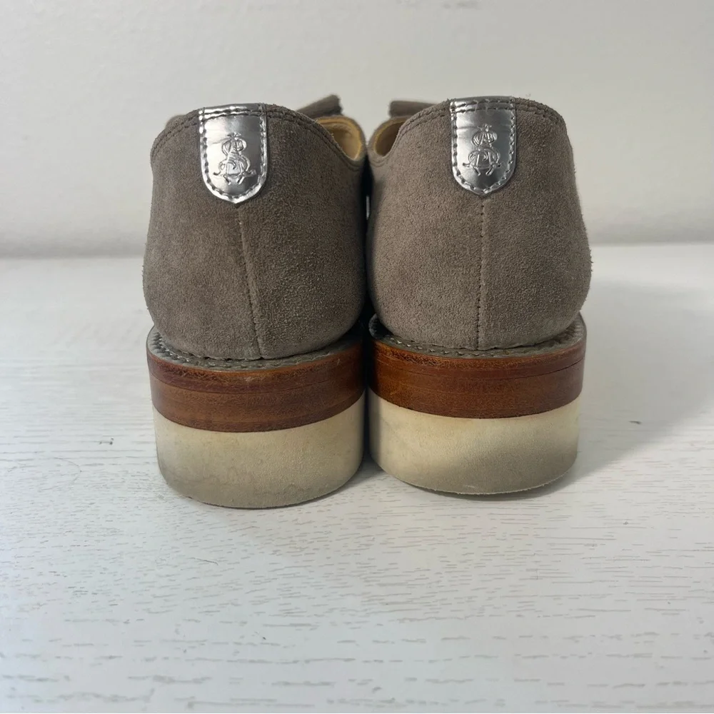 The Office Of Angela Scott Tan Suede Mr. Derby Wedge Oxford Size 38 US 8